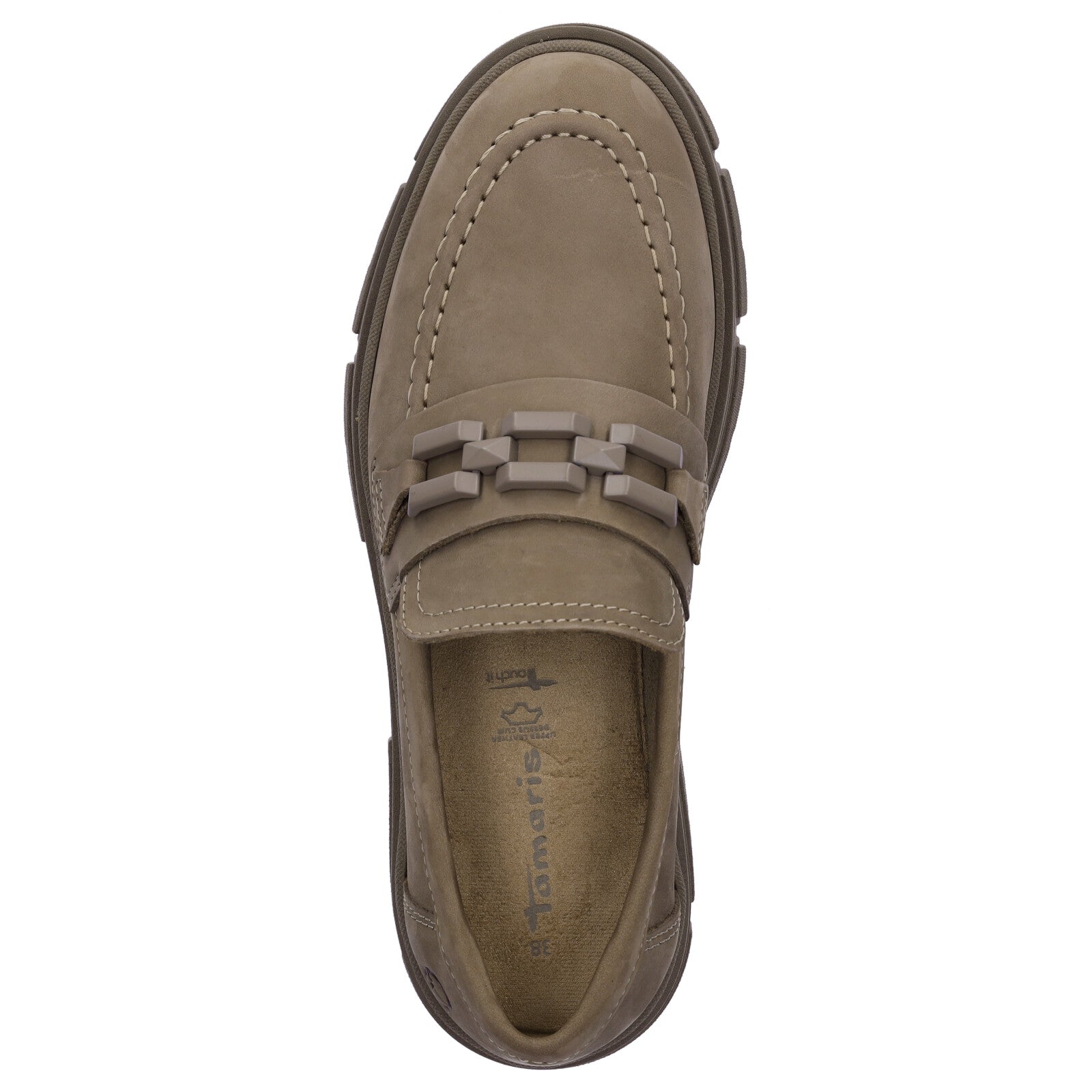 Tamaris women's leather slippers taupe