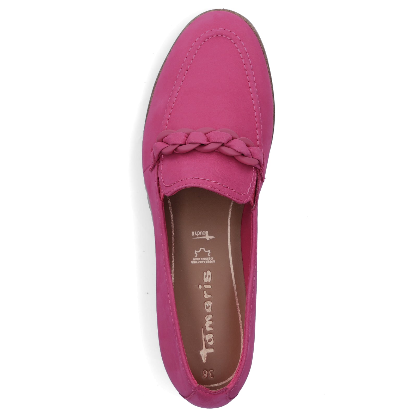 Tamaris women's leather loafers fuchsia