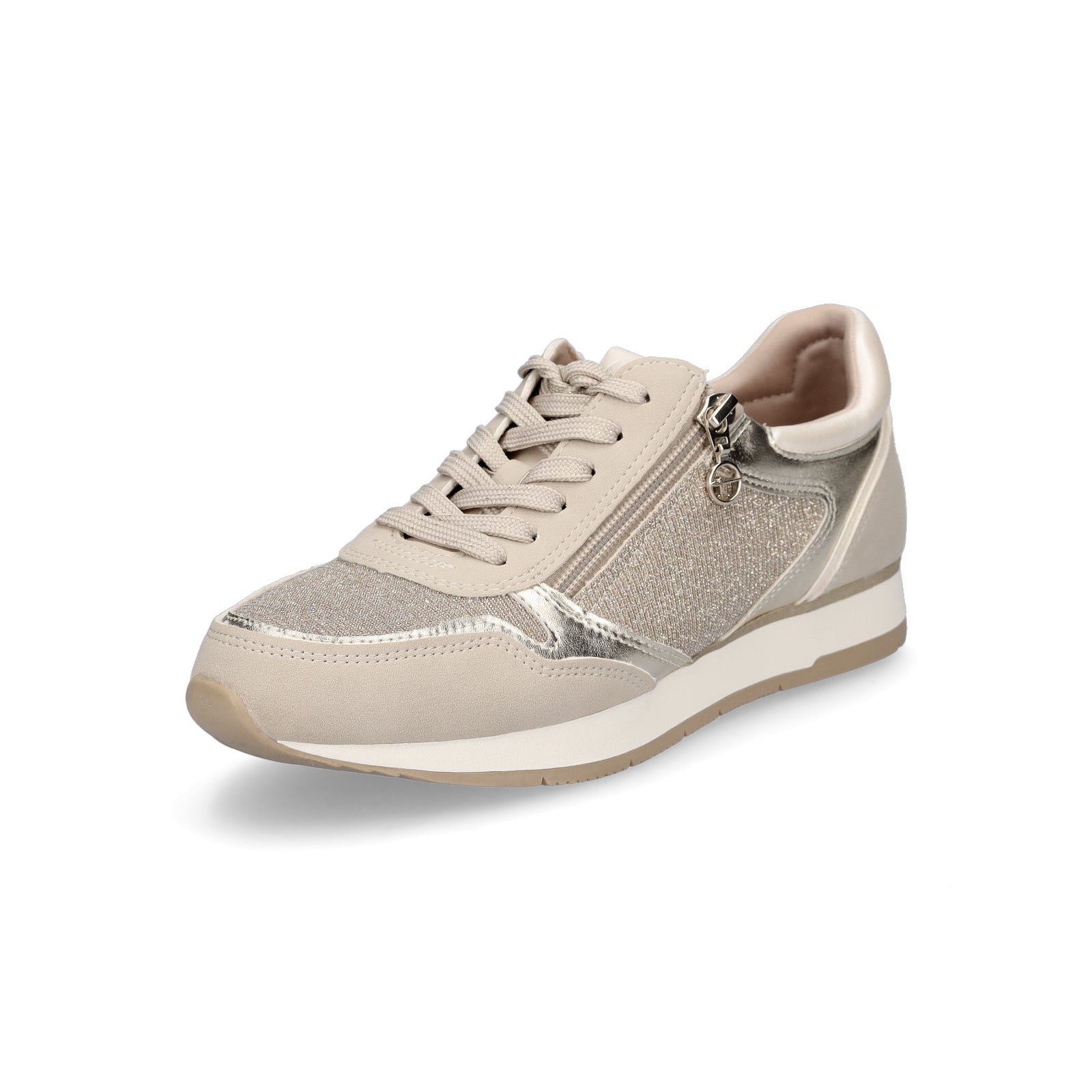 Tamaris Damen Sneaker beige gold Glitzer
