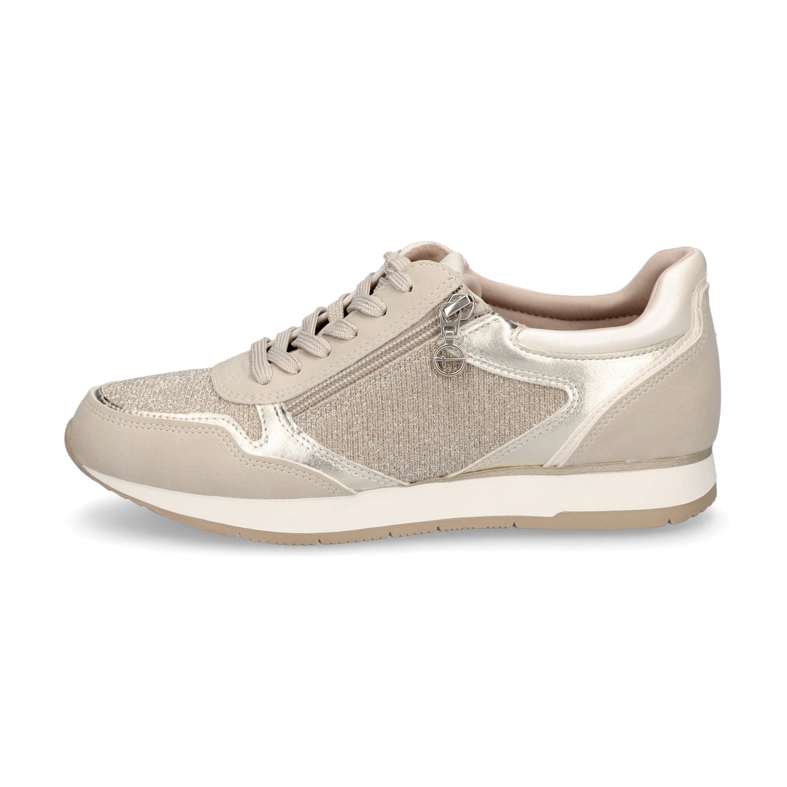 Tamaris Damen Sneaker beige gold Glitzer