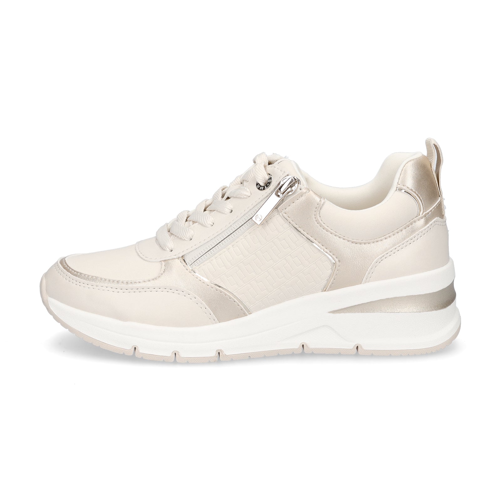 Tamaris Damen Keil Sneaker beige gold