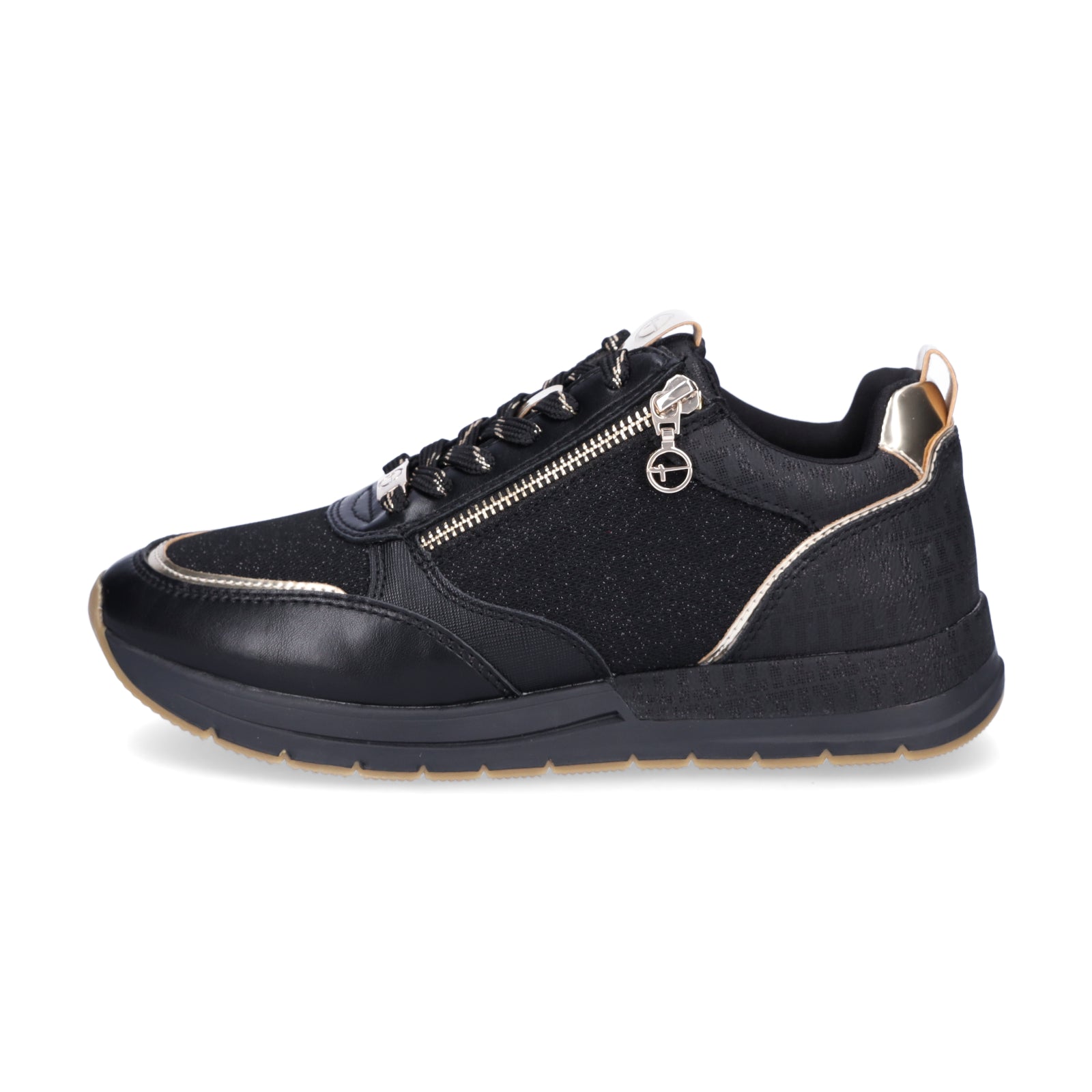 Tamaris Damen Sneaker schwarz gold Glitzer