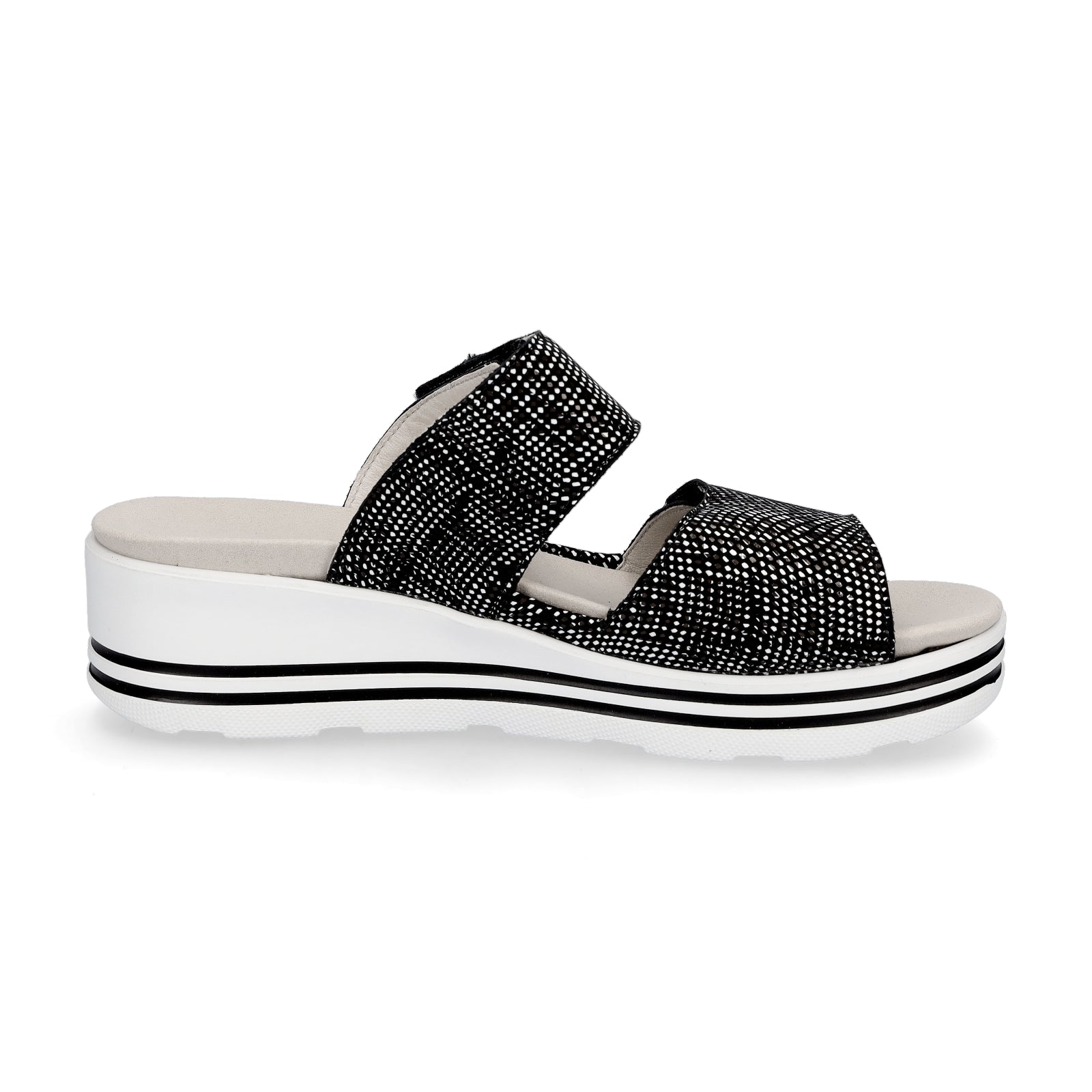Waldläufer Damen Pantolette Michelle schwarz weiß