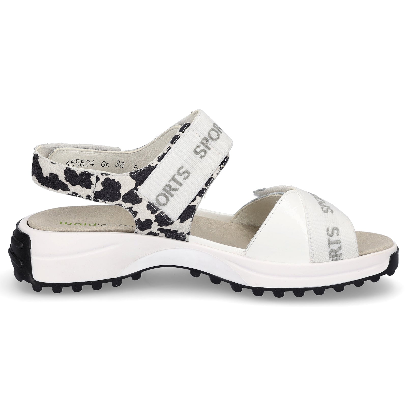 Waldläufer Damen Sandale weiß Animalprint Lack