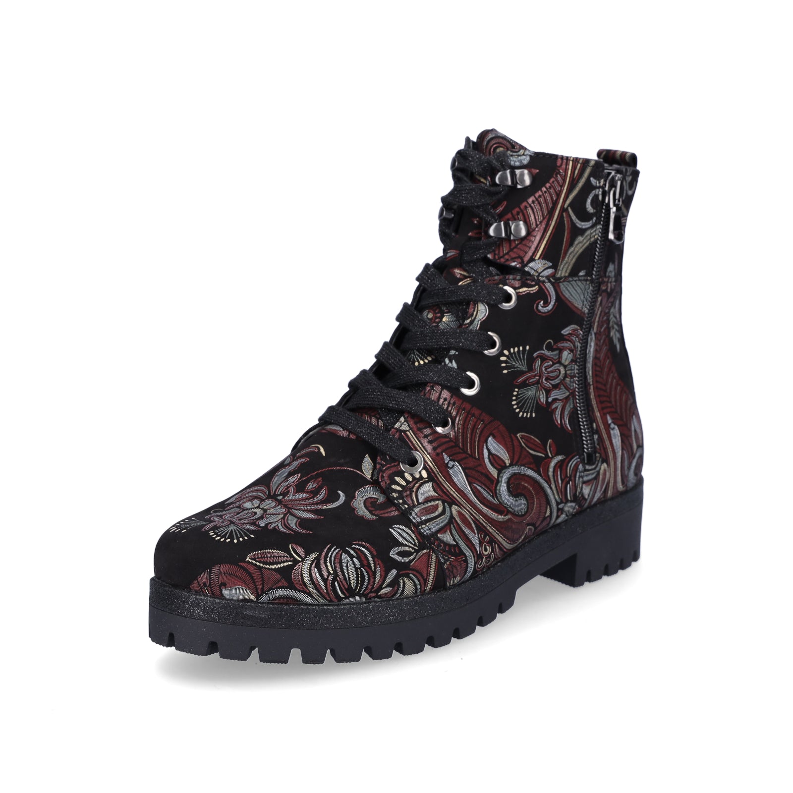 Waldläufer Damen Schnürstiefelette schwarz multi