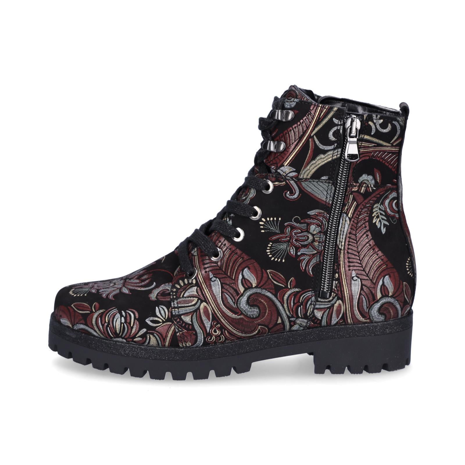 Waldläufer Damen Schnürstiefelette schwarz multi