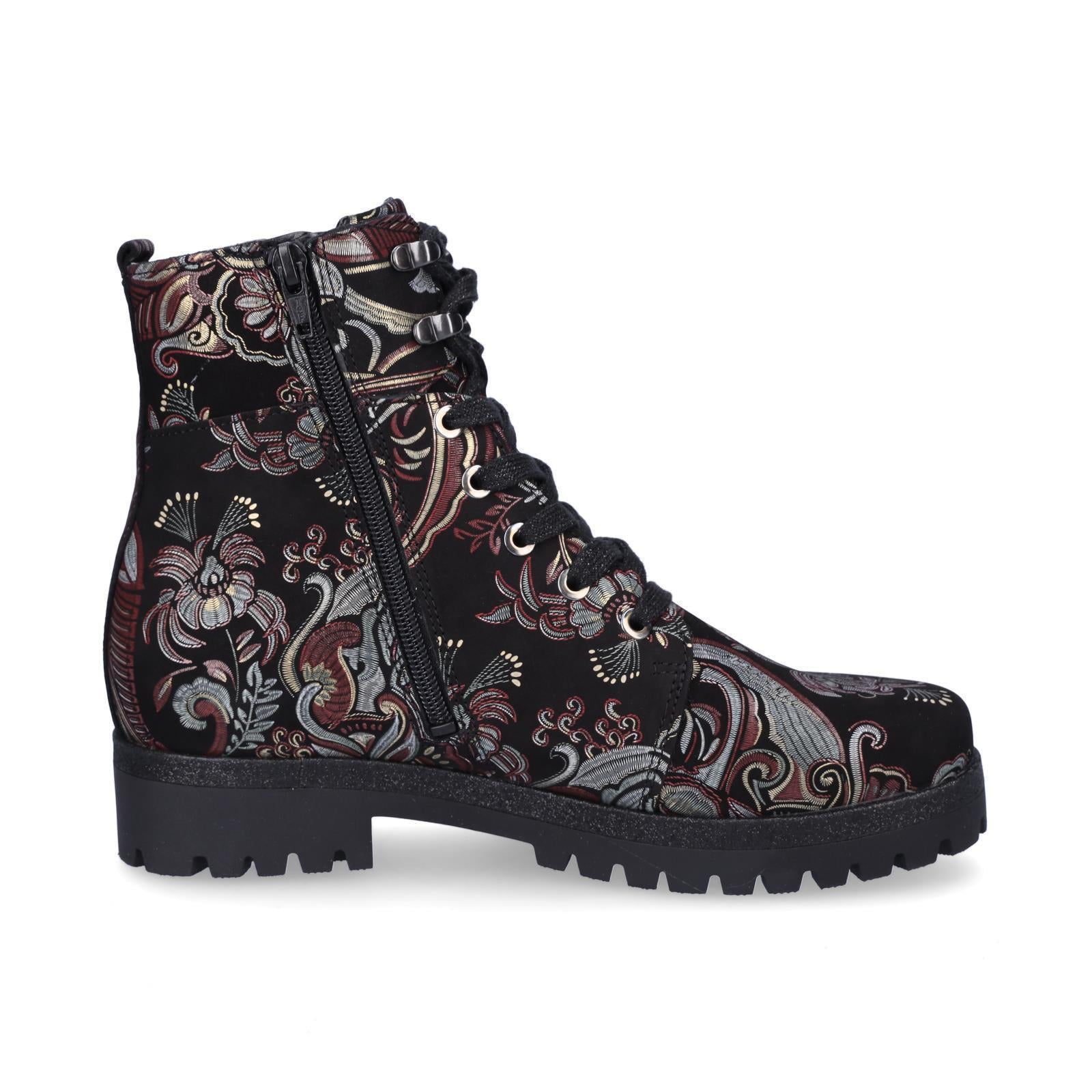 Waldläufer Damen Schnürstiefelette schwarz multi