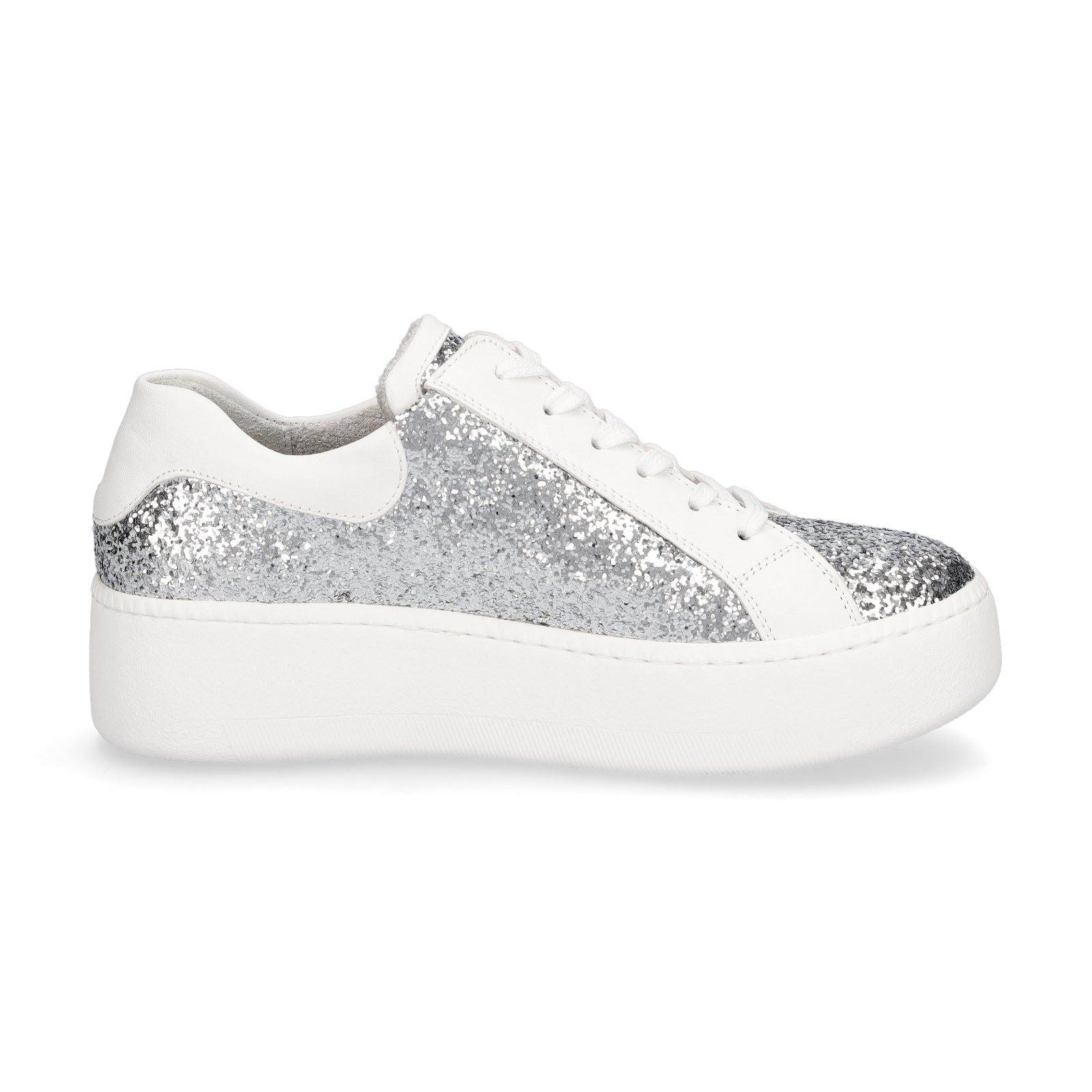 Waldläufer women's sneaker Nicky silver white glitter