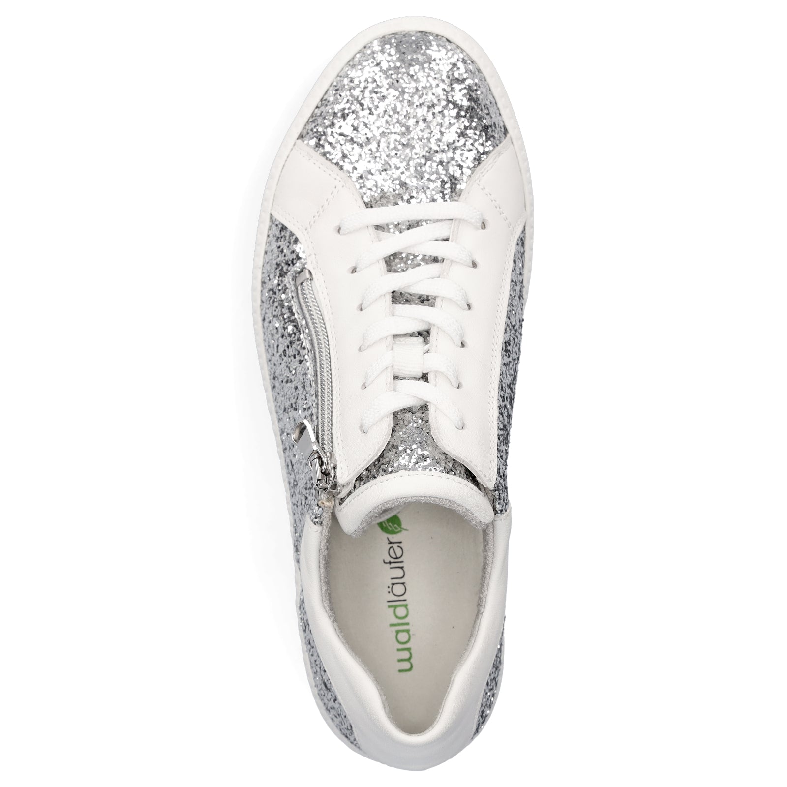 Waldläufer women's sneaker Nicky silver white glitter