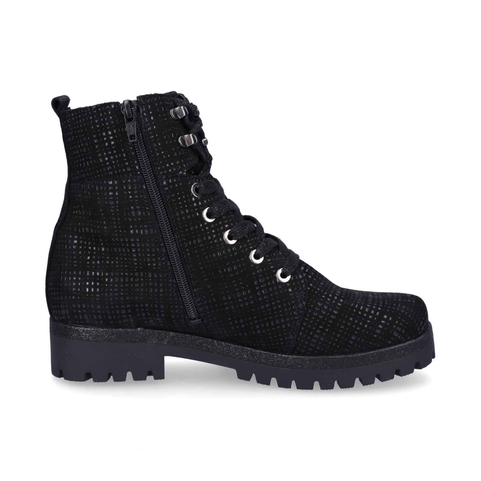 Waldläufer Damen Schnürstiefelette schwarz metallic
