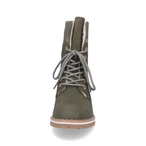 Tamaris women leather lace-up boot olive