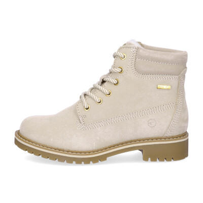 Tamaris women leather lace-up boots creme