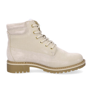 Tamaris women leather lace-up boots creme