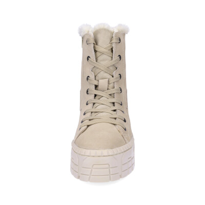 Tamaris women leather lace-up boot beige