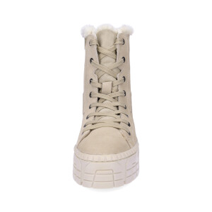 Tamaris women leather lace-up boot beige