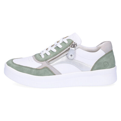 Remonte women leather sneaker white mint green