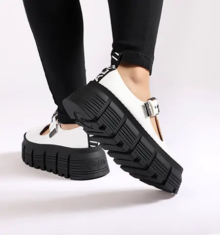 Schuhe.Shop Buffalo women platform slip-on shoe Ava Mary white vegan 1622253